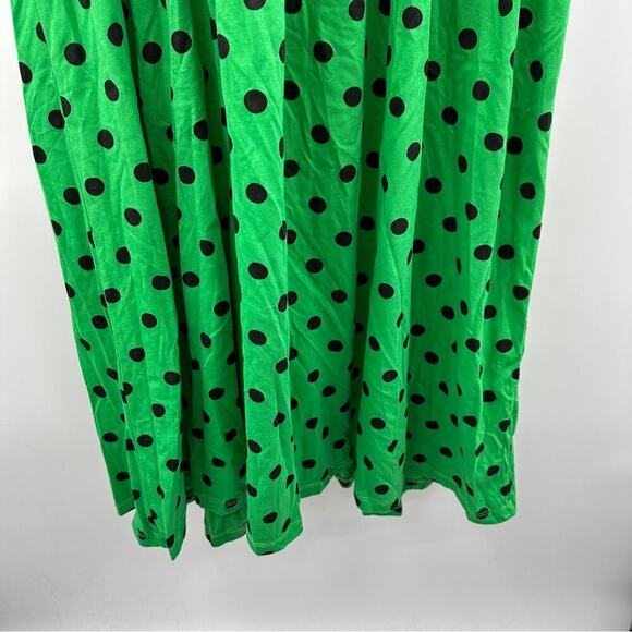 ASOS Design Green & Black Polka Dot Print 3/4 Sleeve Faux Wrap Midi Dress Sz 14 - Picture 4 of 9